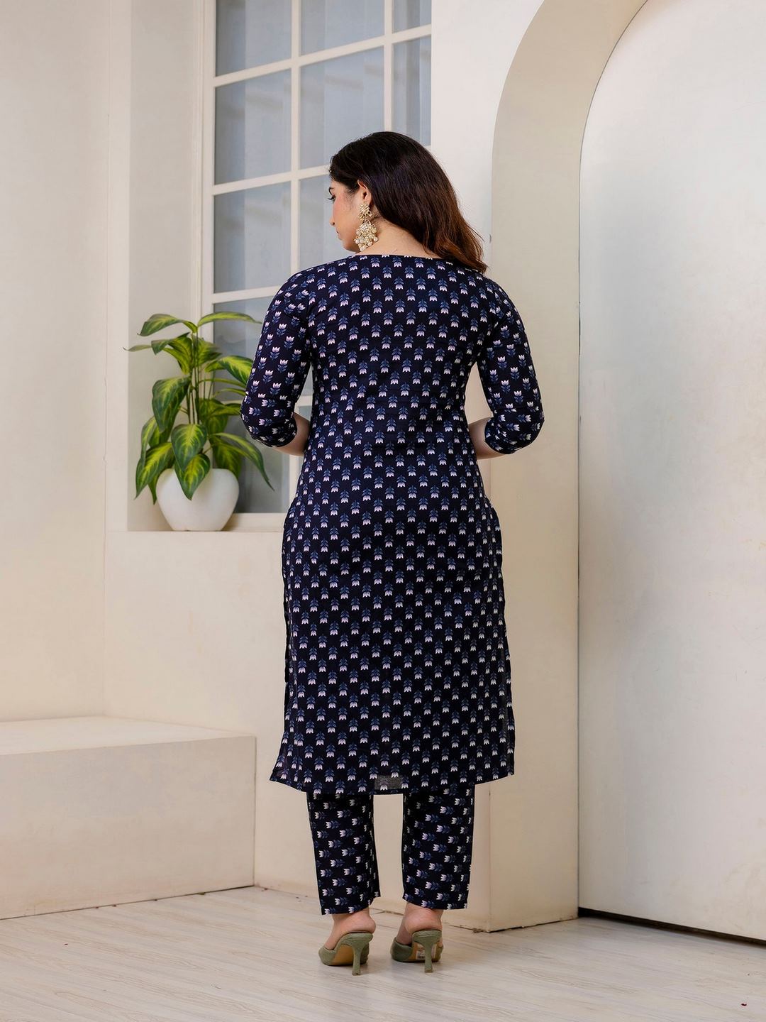 Black Ethnic Printed Kurta And Trouser With Dupatta