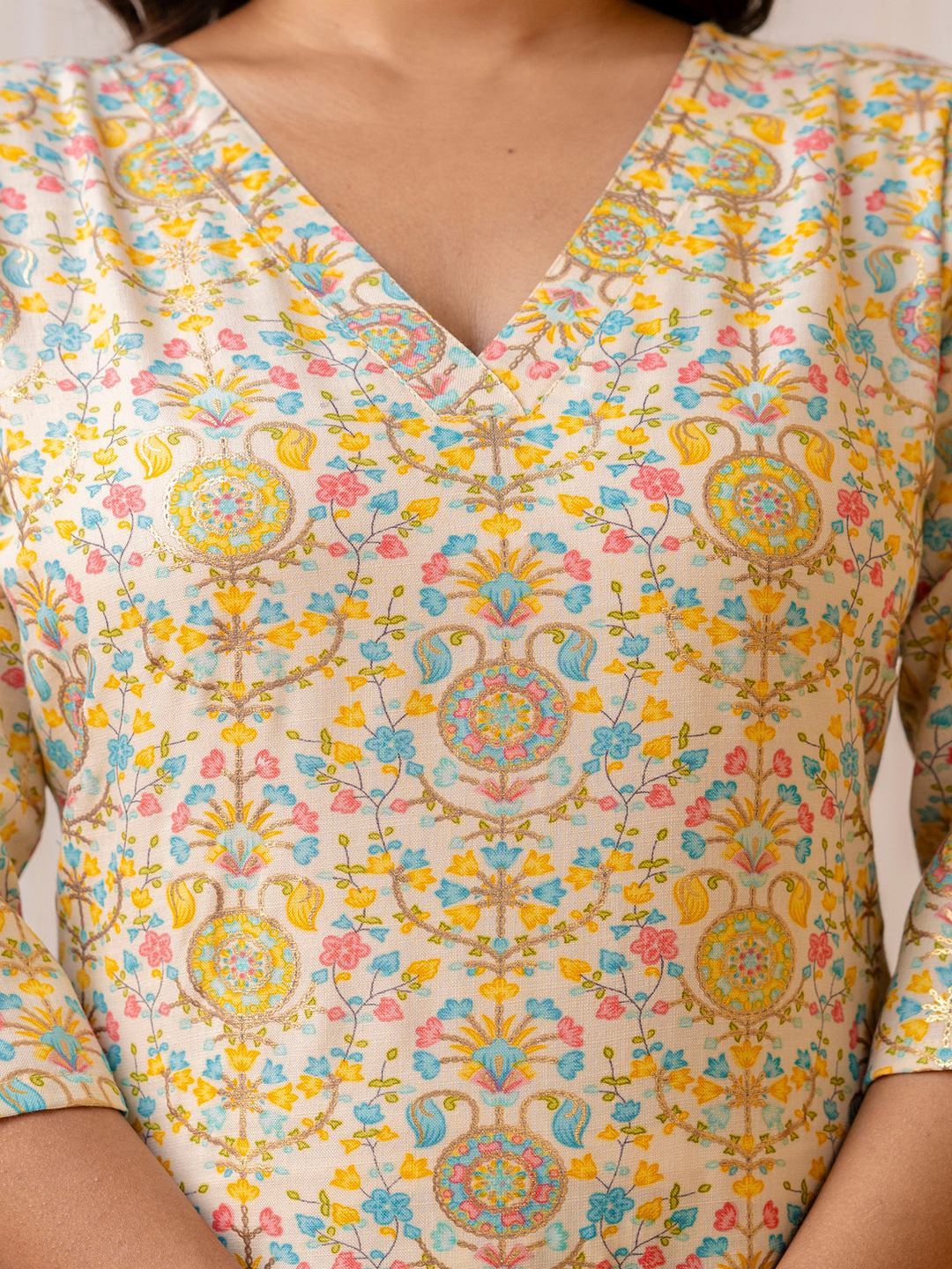 Multi Printed Straight Kurta With Trouser