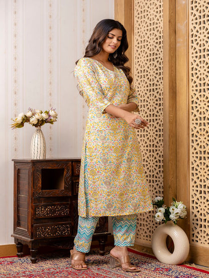 Multi Printed Straight Kurta With Trouser
