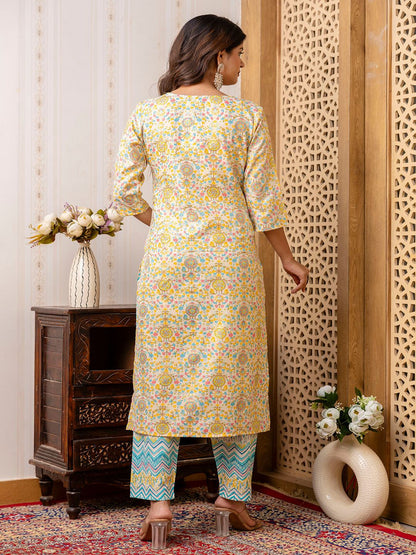 Multi Printed Straight Kurta With Trouser
