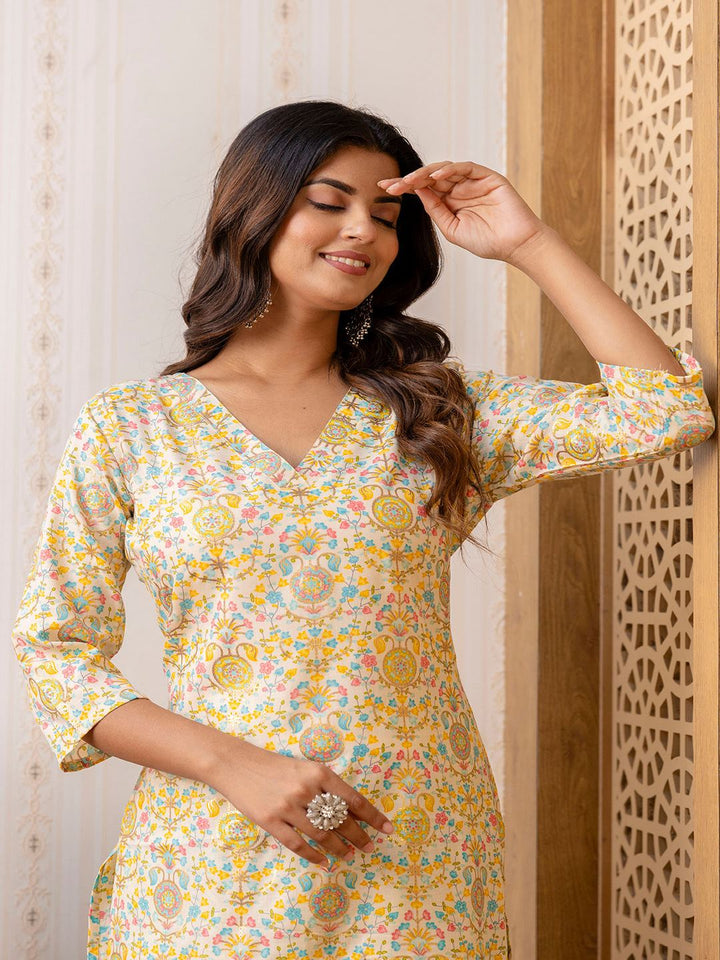 Multi Printed Straight Kurta With Trouser