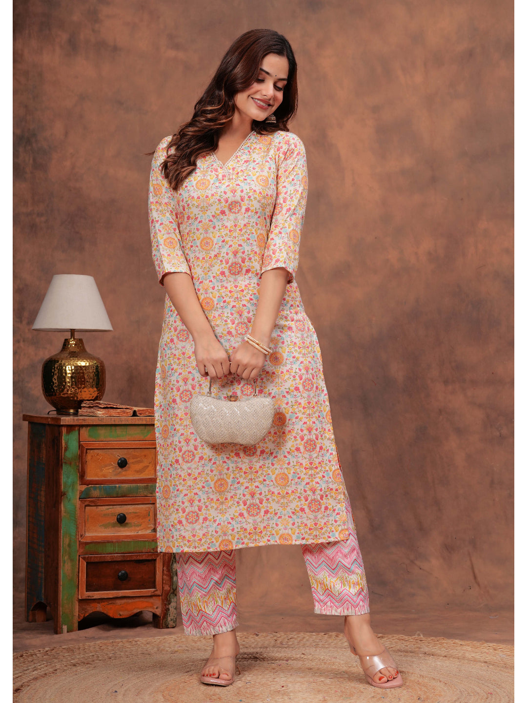 Multi Printed Straight Kurta And Trouser