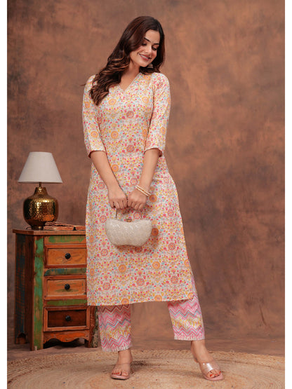 Multi Printed Straight Kurta And Trouser