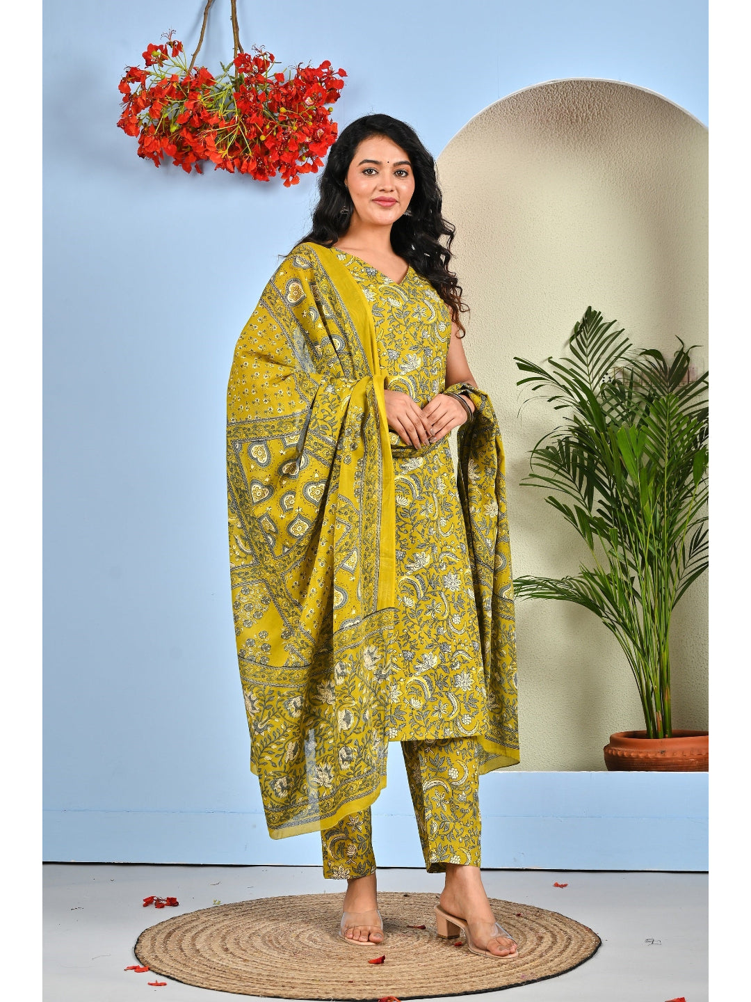 Floral Printed Kurta Set with Dupatta
