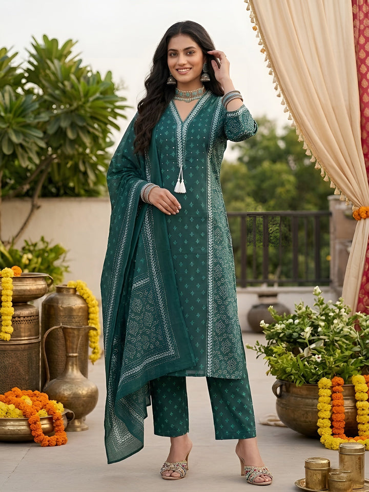 Printed Straight Kurta Set With Dupatta