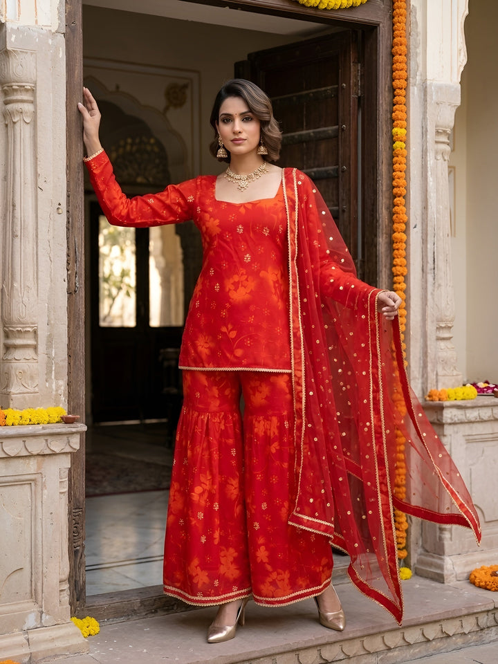 Printed Straight Sharara Set With Dupatta