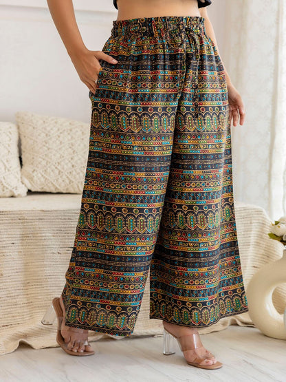 Black Printed Straight Palazzo