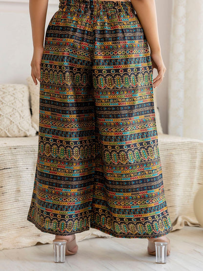 Black Printed Straight Palazzo