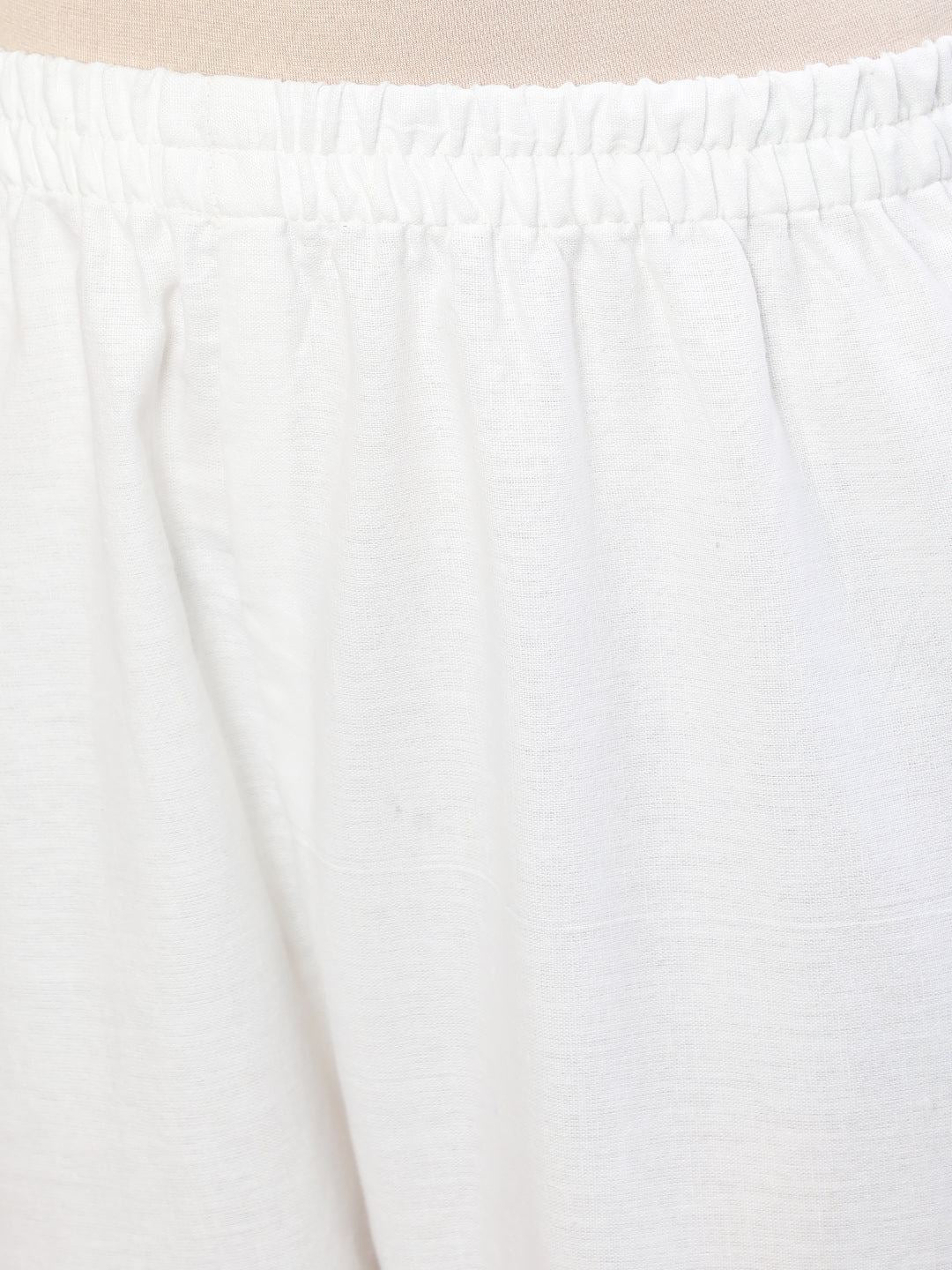 White Solid Pant With Lace Details
