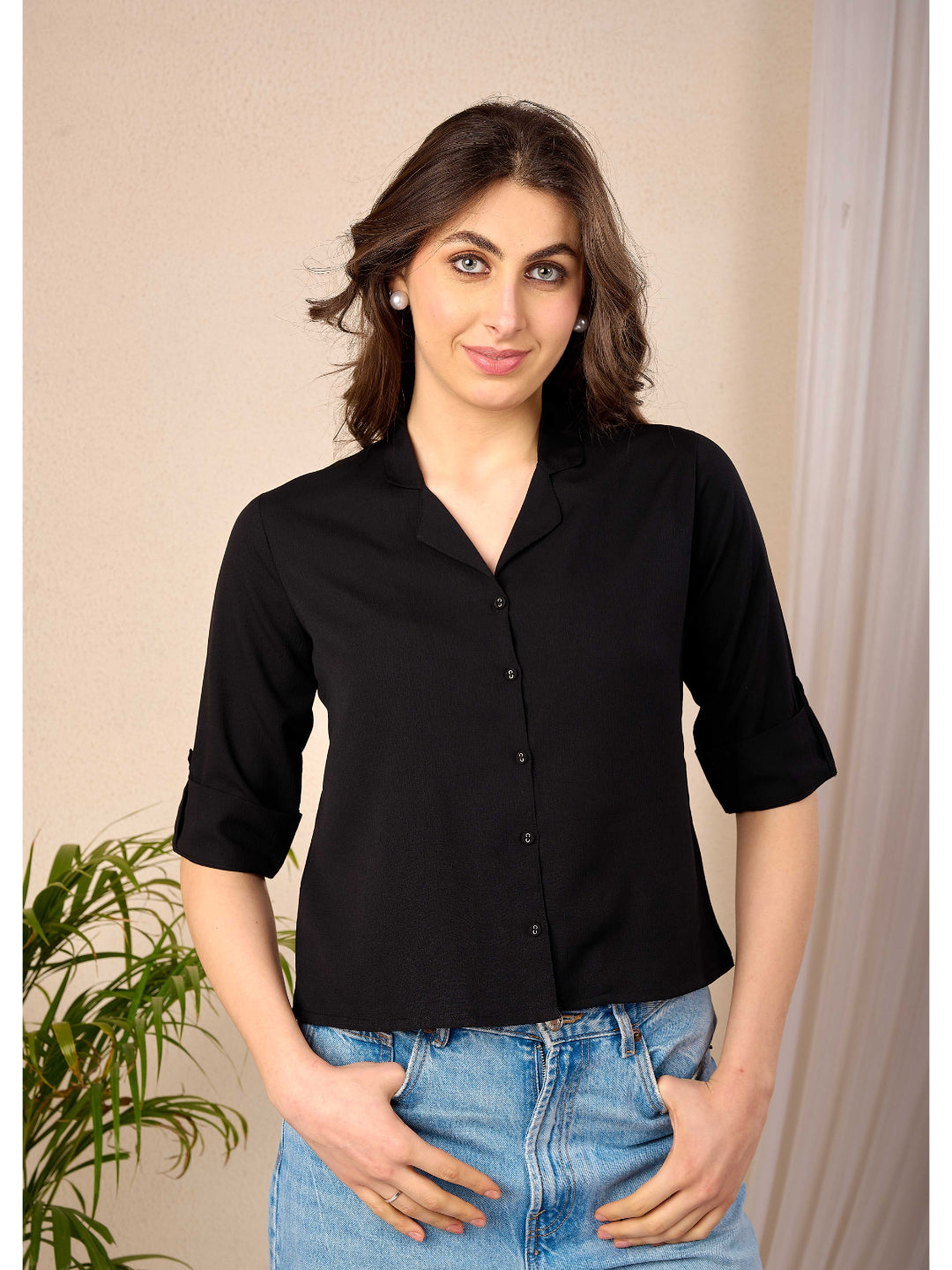 Black Straight Crop Top