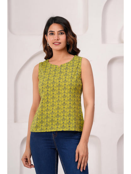 Green Printed Straight Top