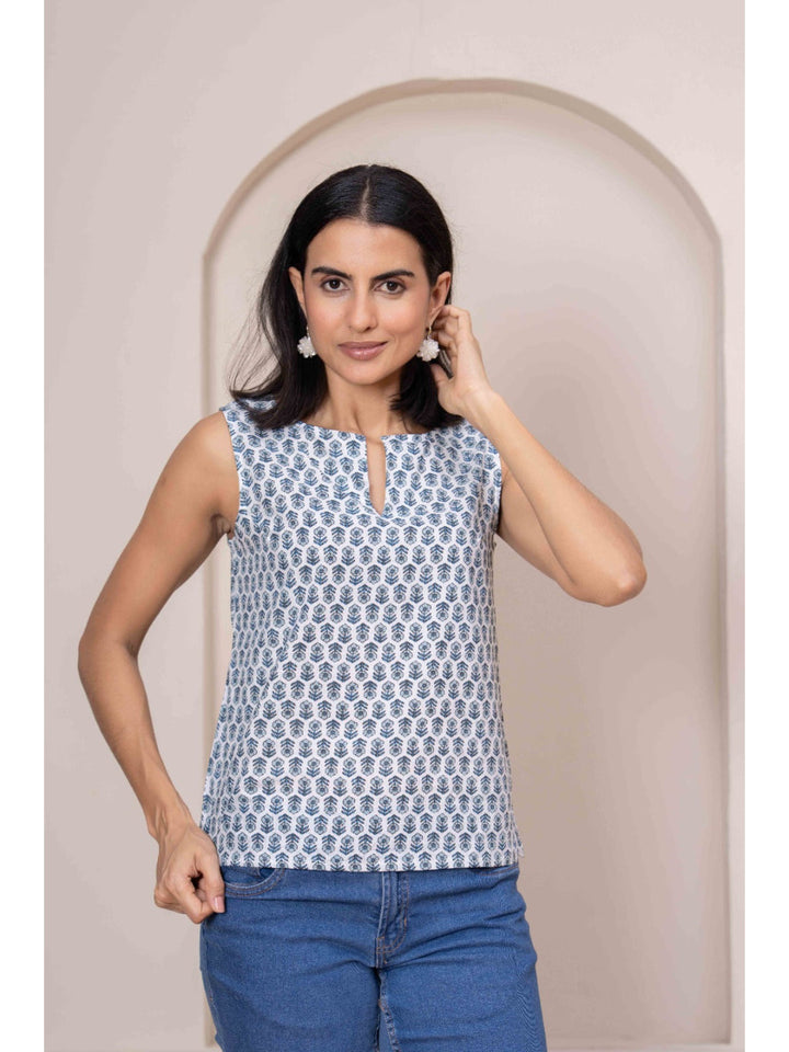 Women Off White Printed Straight Top