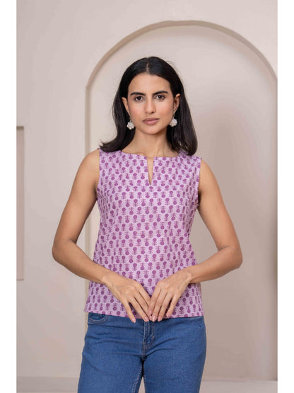 Women Pink Printed Straight Top