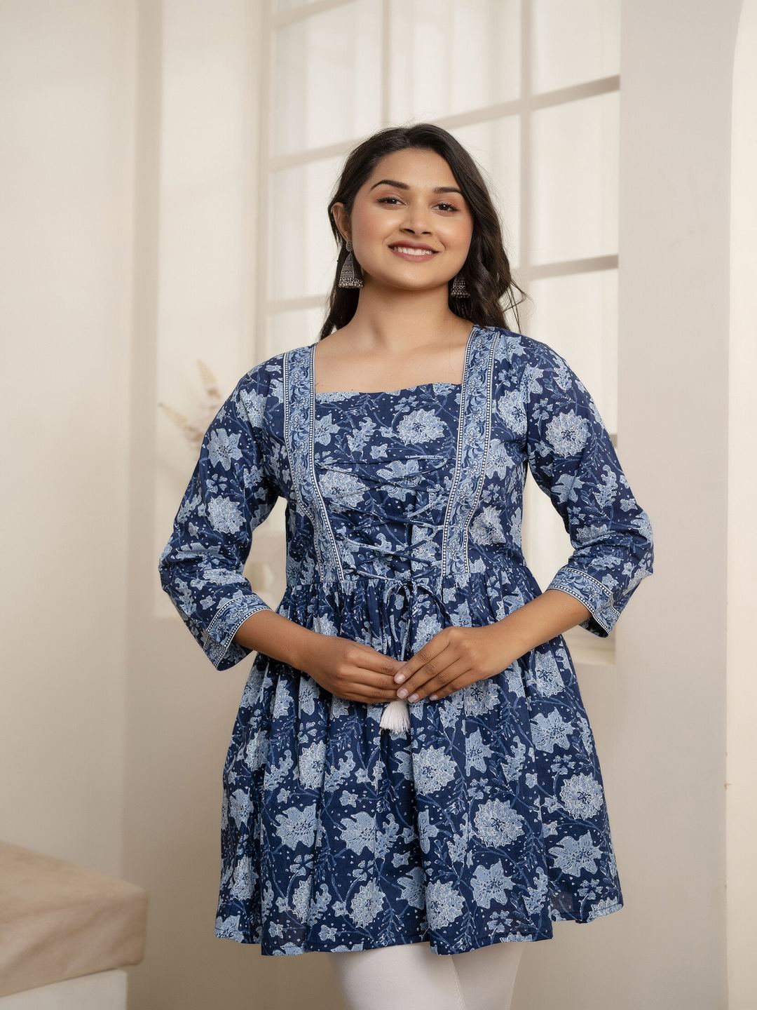 Blue Printed Peplum Tunic