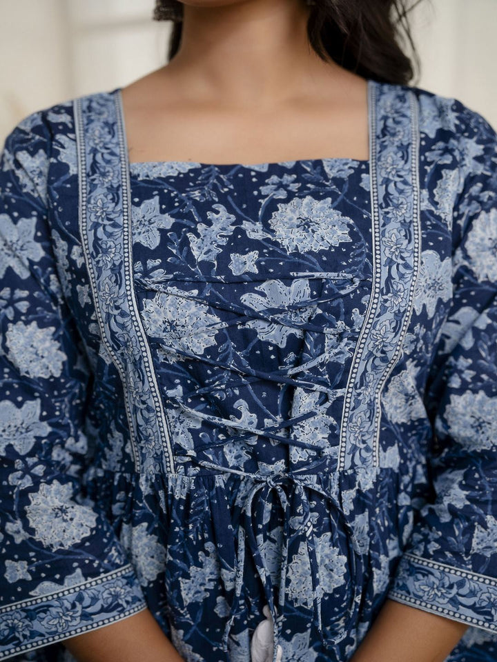 Blue Printed Peplum Tunic