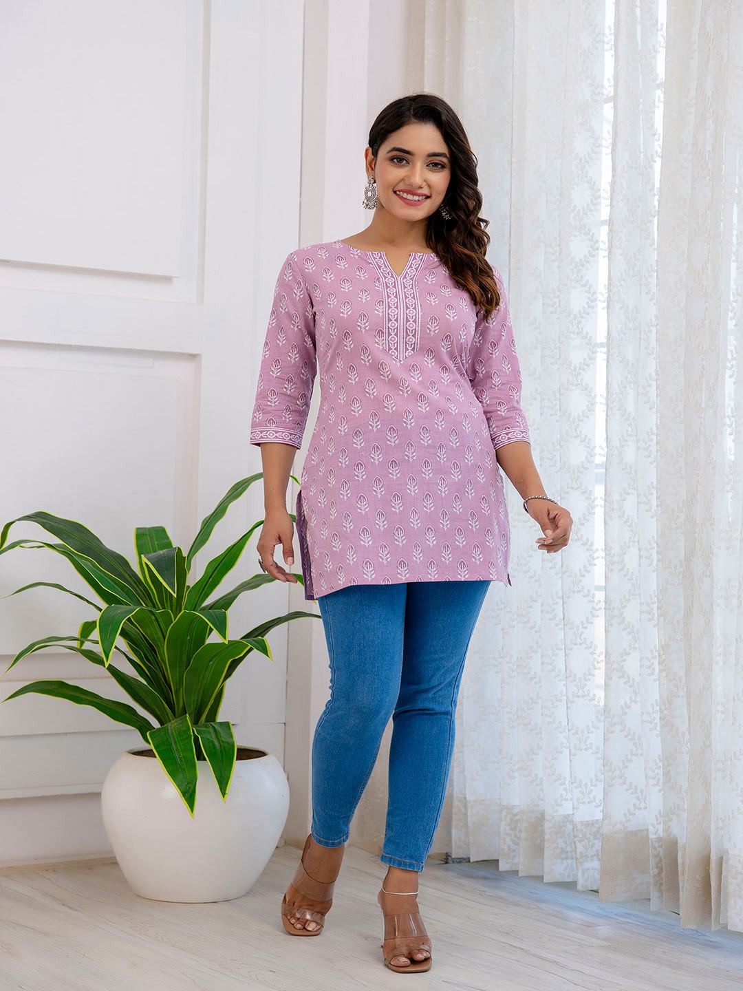 Purple Printed Straight Tunic