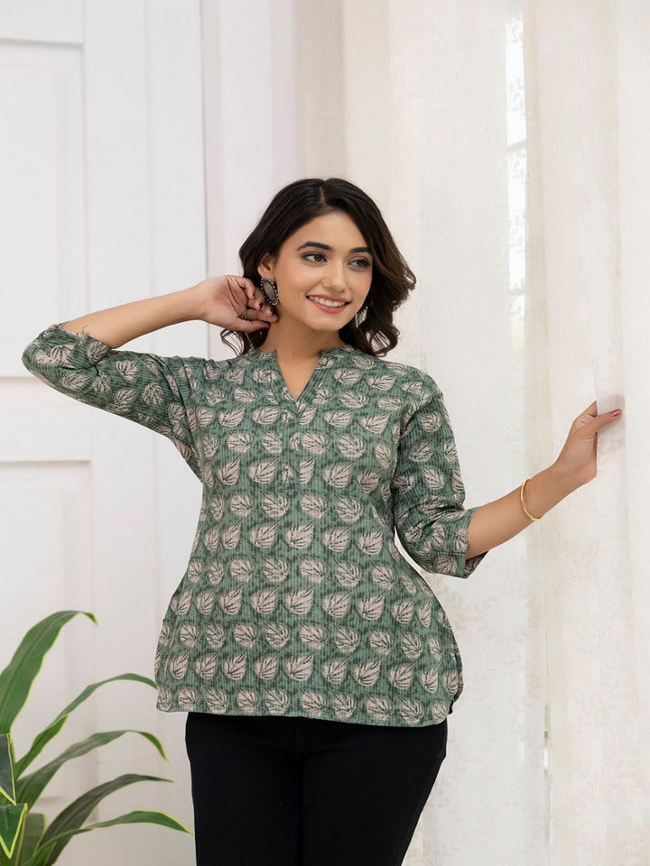 Green Printed Straight Tunic