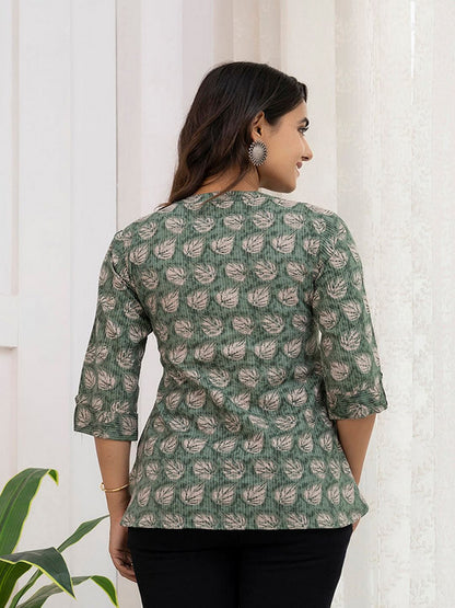 Green Printed Straight Tunic