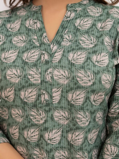 Green Printed Straight Tunic