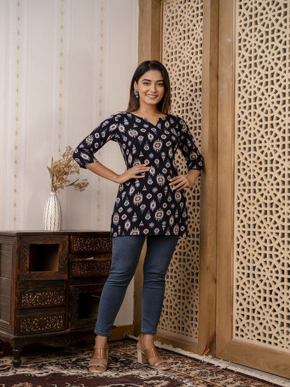 Black Printed Straight Tunic