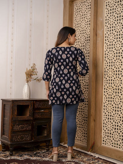 Black Printed Straight Tunic