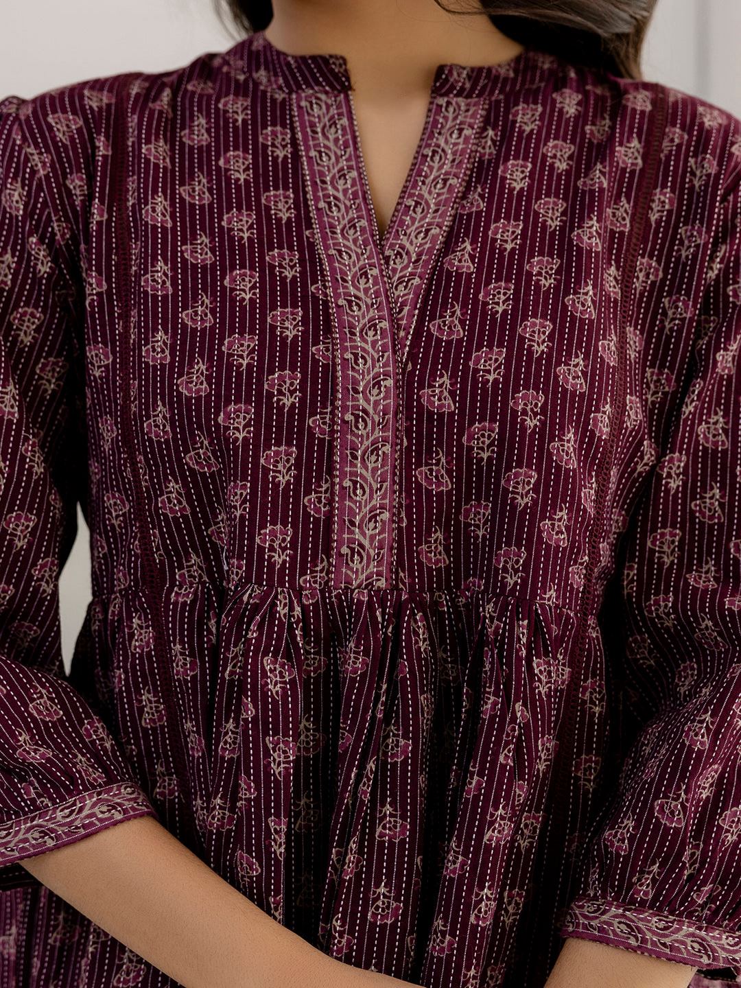 Purple Printed Peplum Tunic