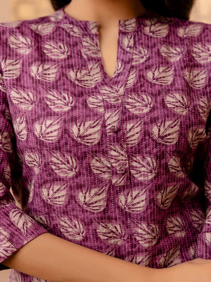 Purple Printed Straight Tunic