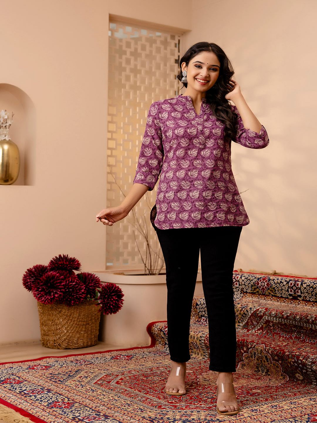 Purple Printed Straight Tunic