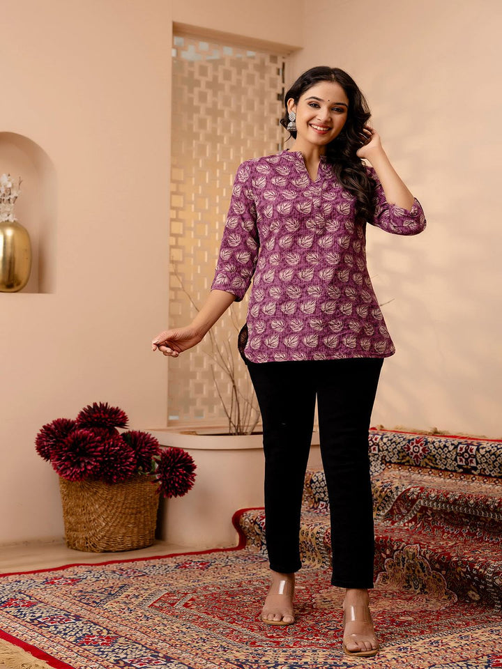 Purple Printed Straight Tunic
