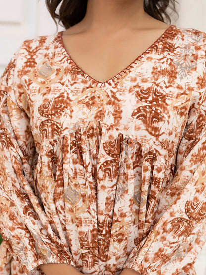 Rust Printed Peplum Tunic