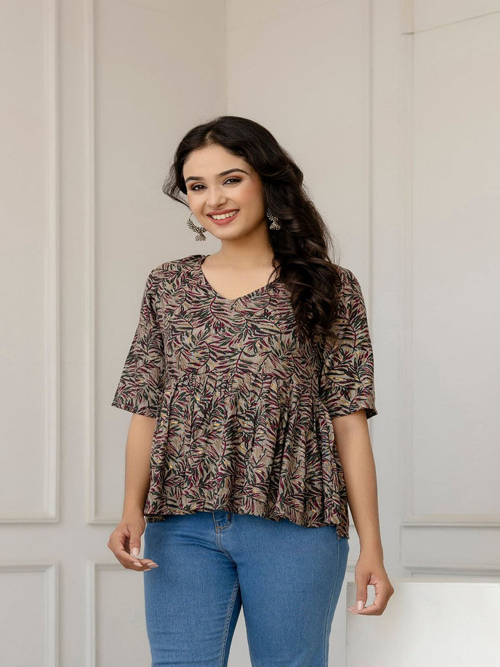 Multi Printed Peplum Tunic
