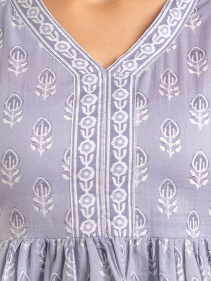 Blue Printed Peplum Tunic