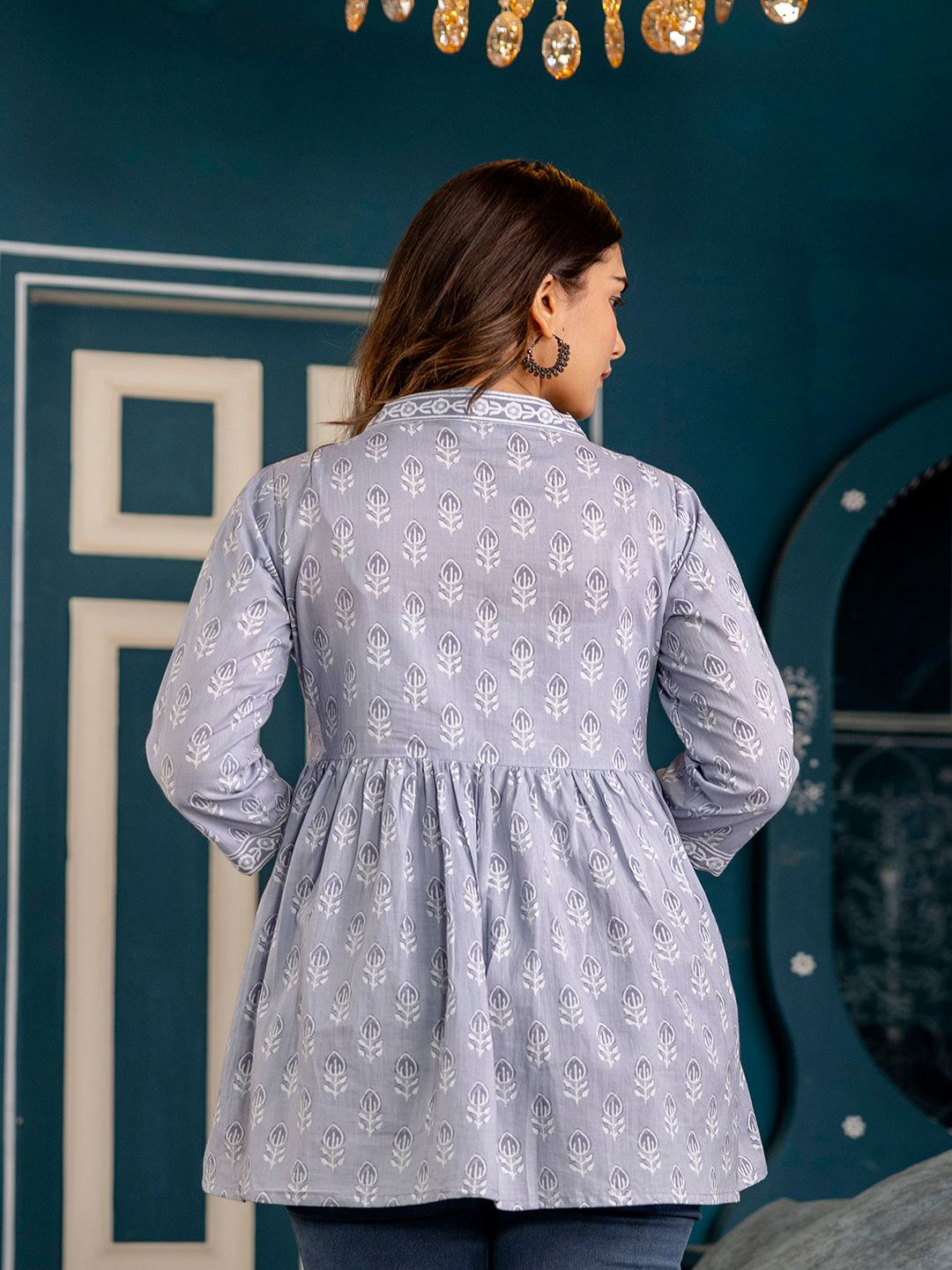 Blue Printed Peplum Tunic