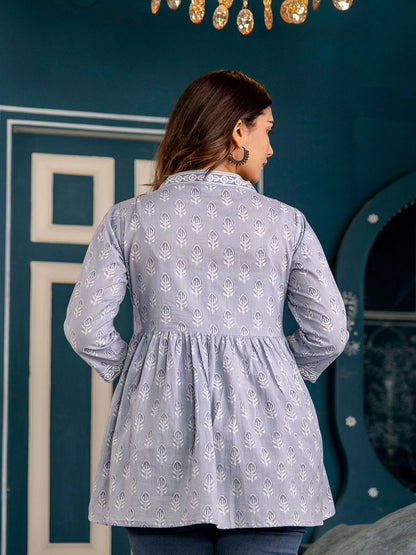 Blue Printed Peplum Tunic