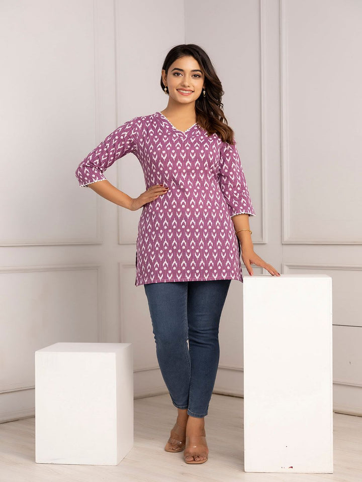 Purple Printed Straight Tunic