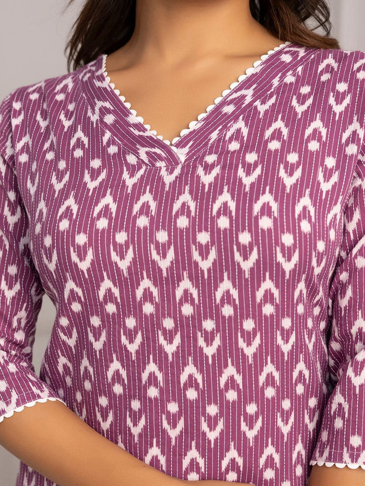 Purple Printed Straight Tunic