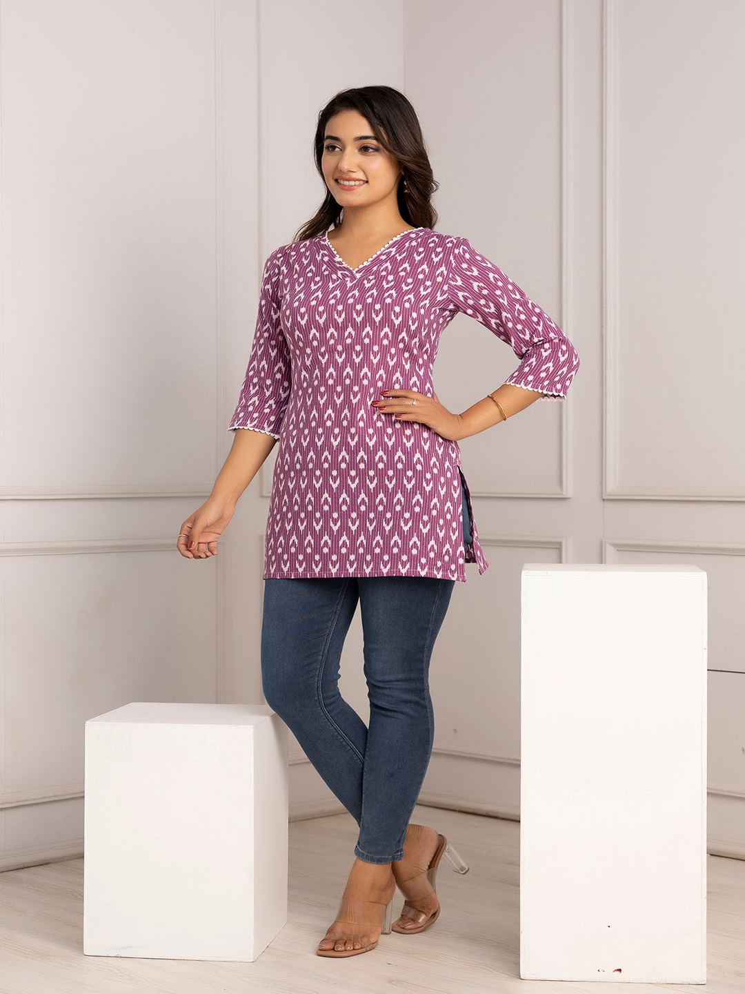 Purple Printed Straight Tunic