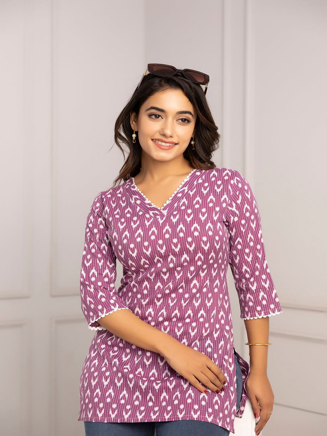 Purple Printed Straight Tunic