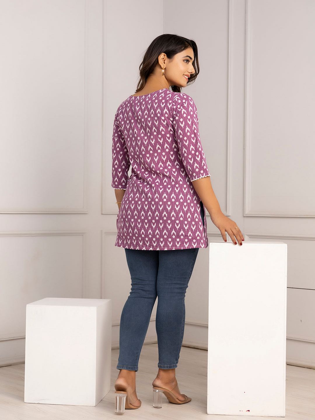 Purple Printed Straight Tunic