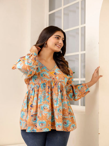 Multi Printed Peplum Tunic