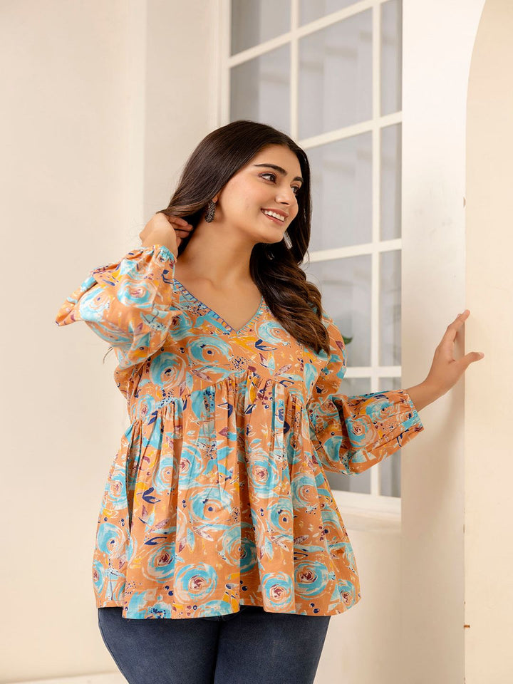 Multi Printed Peplum Tunic