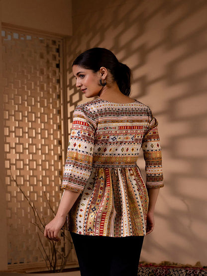 Multi Printed Peplum Tunic