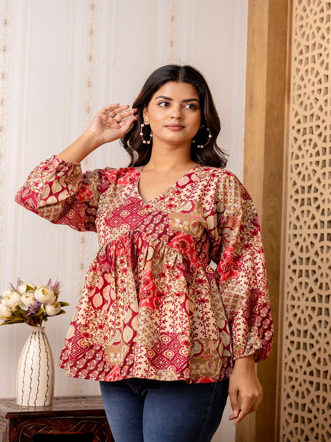 Multi Printed Peplum Tunic