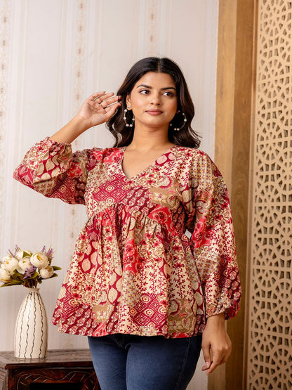 Multi Printed Peplum Tunic