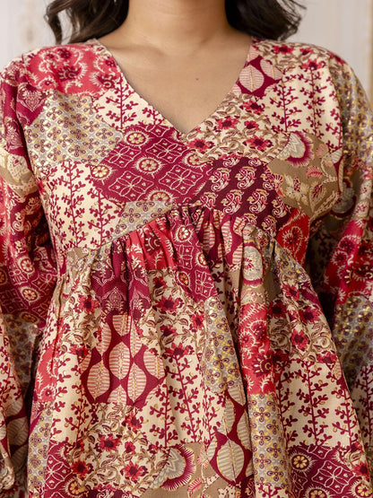 Multi Printed Peplum Tunic