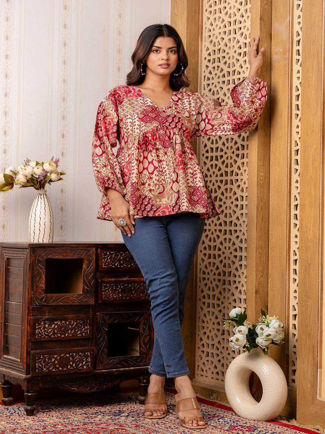 Multi Printed Peplum Tunic