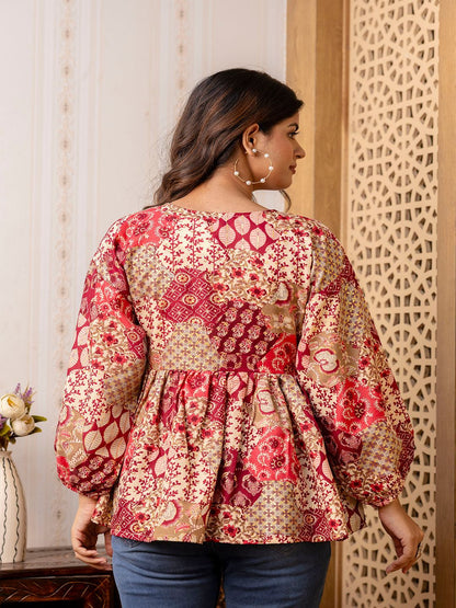 Multi Printed Peplum Tunic