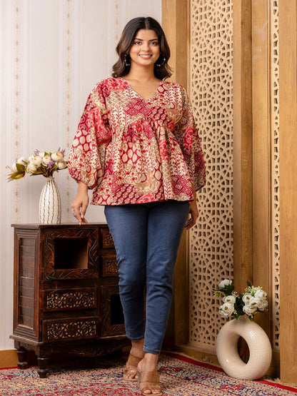 Multi Printed Peplum Tunic