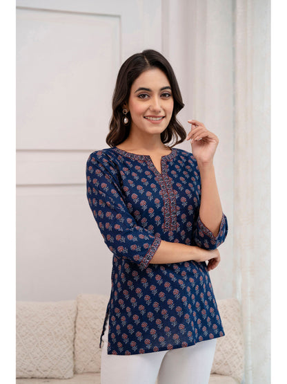 Blue Printed Straight Tunic