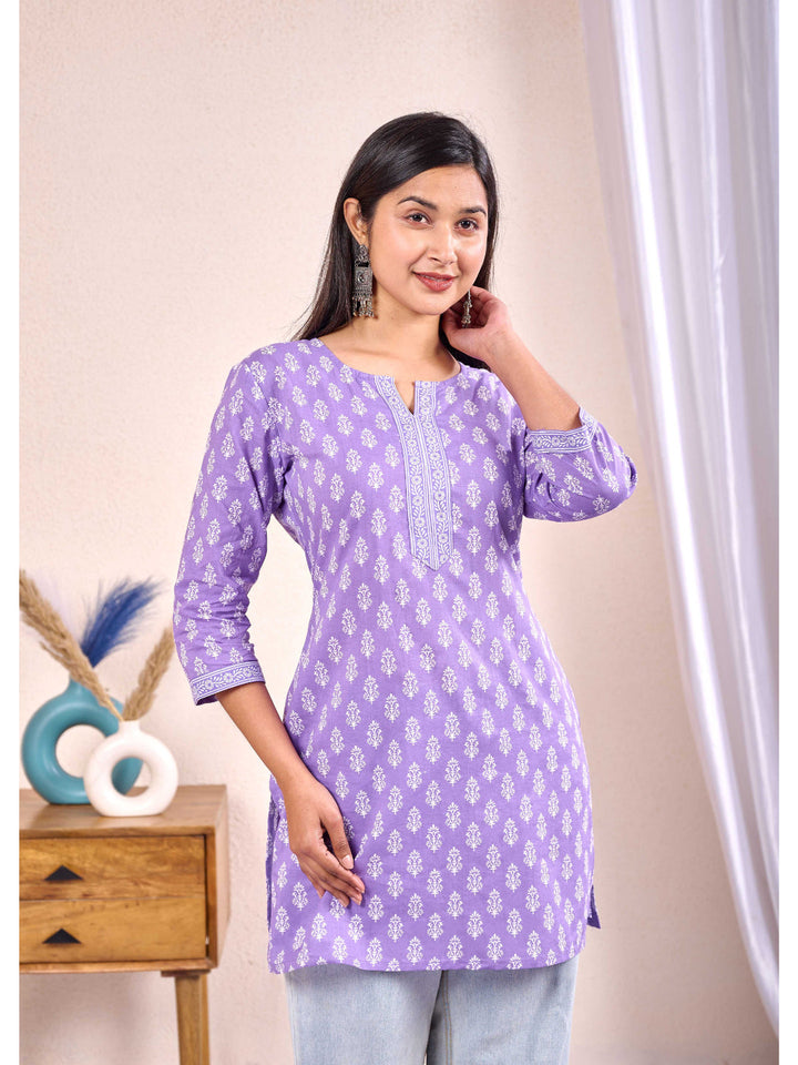Lavender Printed Straight Tunic